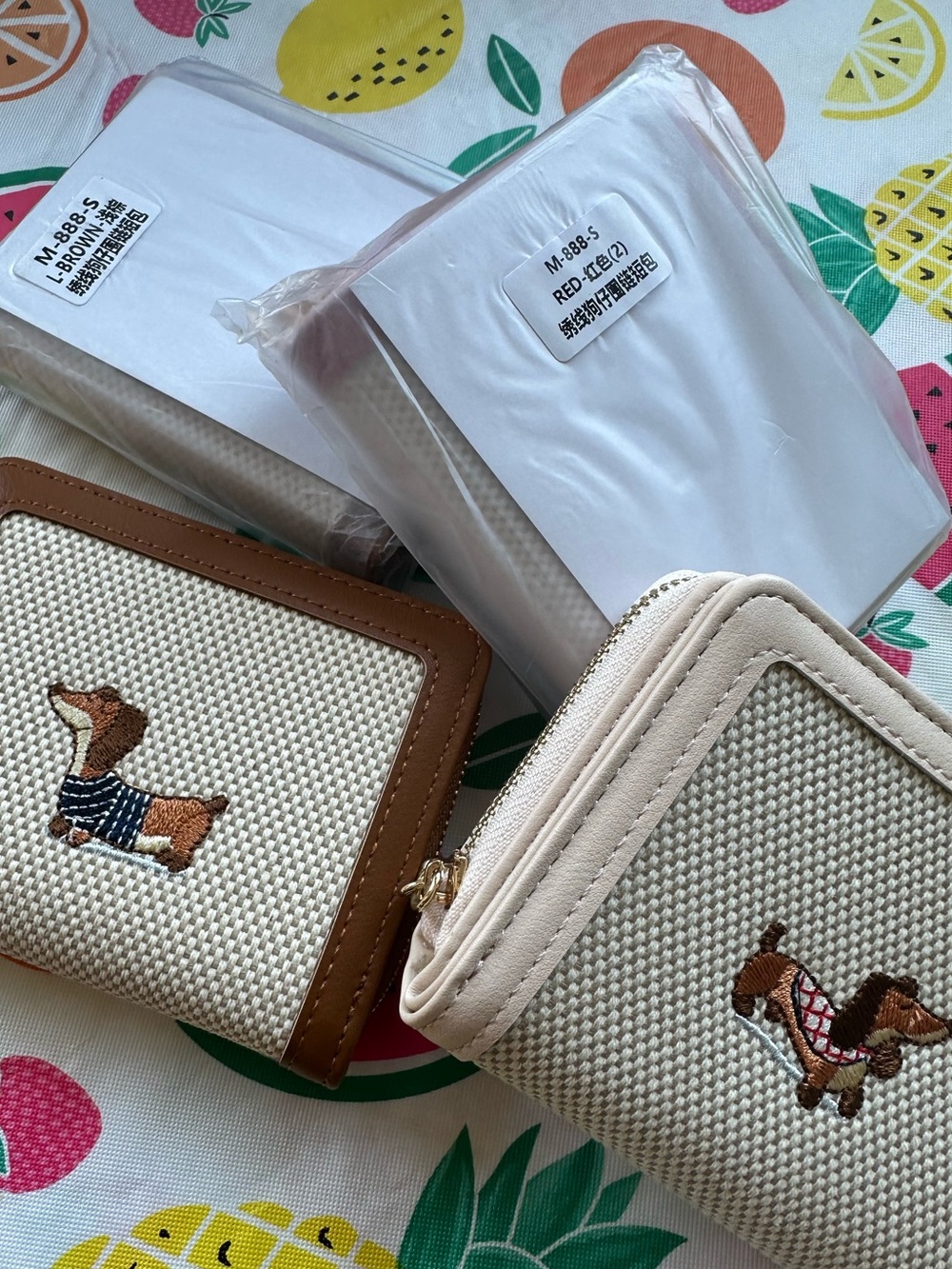 New Embroidered Dachshund Dog Leather Wallet